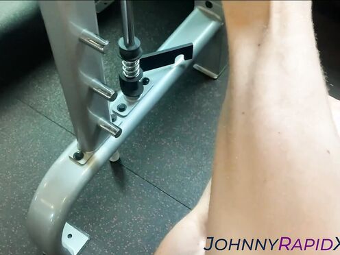 Muscle gym buddies have rough sex on the weight bench