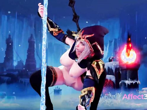 Lewd 3d babes showing their pole dance skill in a naughty animation