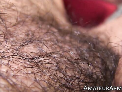 Bushy muscle stud Leo Alexander blasts his jizz & plays with it