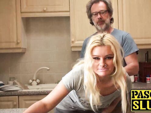 Blonde tart Jakki Louise gets stuffed with a big massive prick