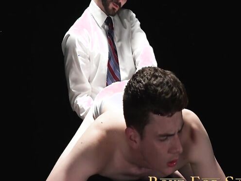 Sexy Tyler Tanner shoots load while getting dildo banged with suited Tucker Barre