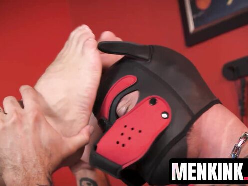 Fuck pup Riley Mitchell endures alpha pup Sexystaches ass pumping drilling