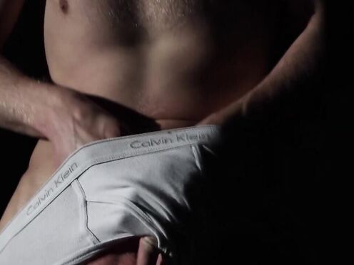 Erotic body movement wearing a white brief by Blonde twink JackÂ 