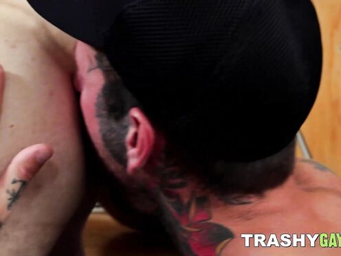 Jock inked dude Ryan Sebastion loves mouthfucking a thick hard prick