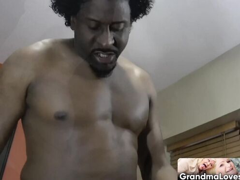 Watch how horny OLD WOMAN Lacey Starr fucks both a stud & another grandma