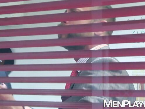 Hung Bulrog buries his heavy meat deep into suited hunk Logan Moore