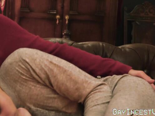 Smooth stepson banged hard bareback by hot mustache step daddy