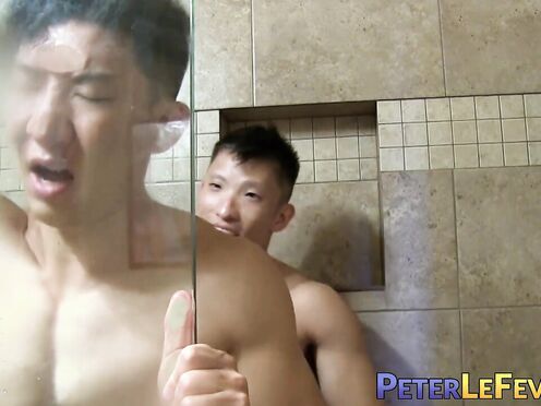 Kinky Oriental teen deepthroats throbbing prick while moaning