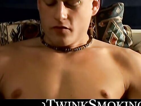 Stroking heavy cock in a smokey room by attractive Keith Ledger
