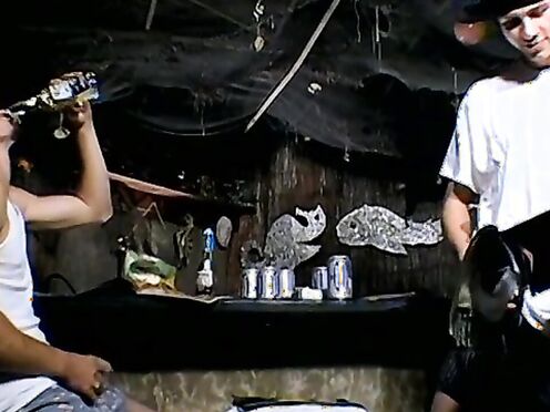 Smoke buddies Ian Madrox & Evan Heinze jerked their gigantic meat while smokin