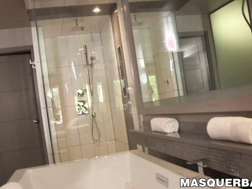 Brawny dude with nice abs James solo masturbates his weenie