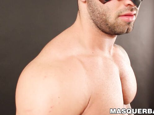 Amazing bodied jock Calvin masturbates his big throbbing penis