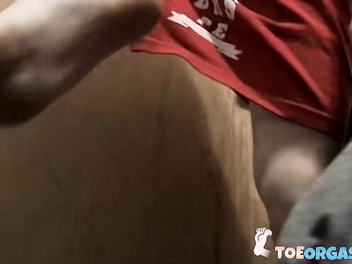 Horny Wiley needs wank his hard twink meat while showing off his hot feet