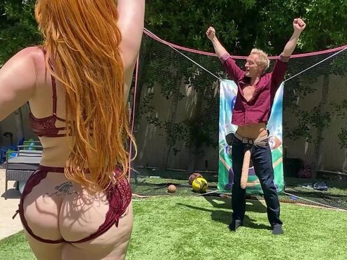 Big Booty Ginger Mommy Plays Cock Ball With Step Son's Huge White Dick