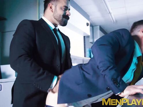 Rough butt rimming & shoving by suited Teddy Torres & Only Matt