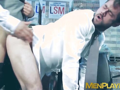 Captured Mike De Marko fucks hard in the warehouse by muscular Jean Franco