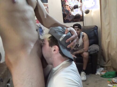 Rough gay ass fucking & facefuck in a fraternity