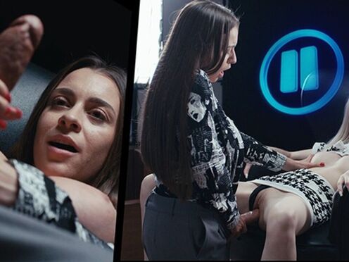 Time Stop Futa Surprise - Huge Boobs Brunette Grows Meat Freezes Time & Uses Blonde in Hardcore Sex