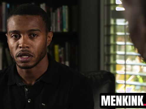 Max Konnor whips out thick shaft inside his big black cock toy Jake Waters