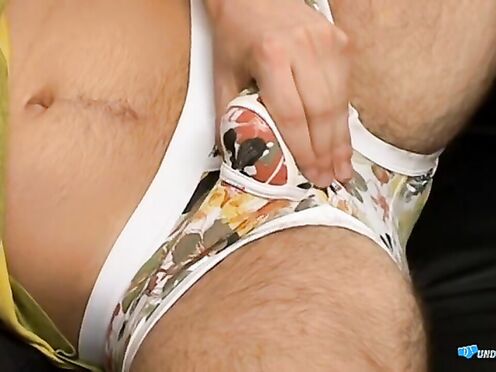 UndieTwinks: Uncut Kyle Valasek teases & humps his throbbing cock on the sofa