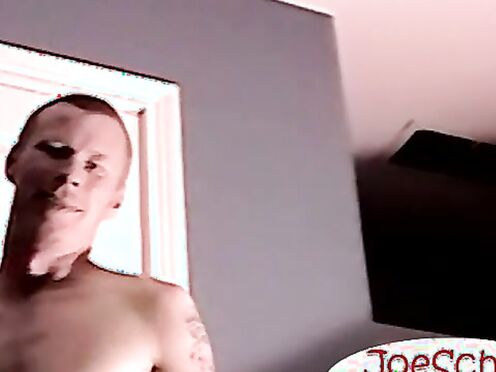 Ebony man with white man throatfucking & masturbating