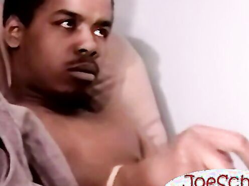Ebony amateur dude shoots off fat cum by stroking his black cock