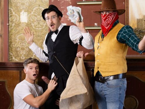 Time-Traveling Twink Dean Young Rides & Fucks Barkeep Charlie Cherry in Old West Saloon