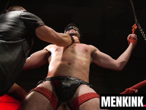 Kelly Evans fucks Scott DeMarcos throat & butt in suspended bondage