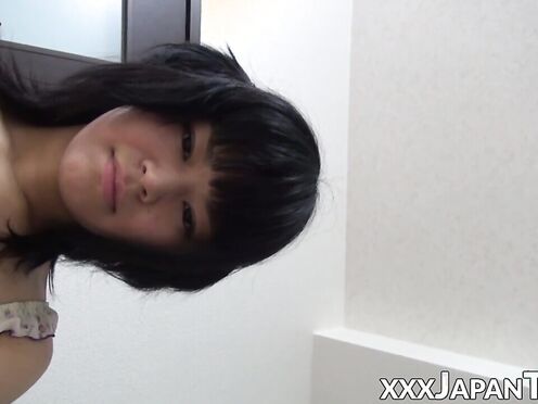 Asian teen films herself farting in lingerie solo