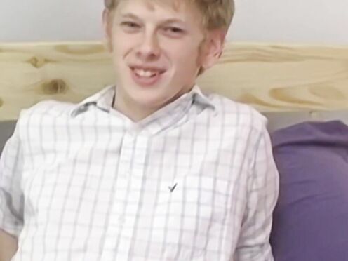 Blond twink Sky Sylvanus plays his cock & jerks off solo