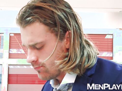 Blond hunk Johan Kane destroys the anus of bottom Logan Moore