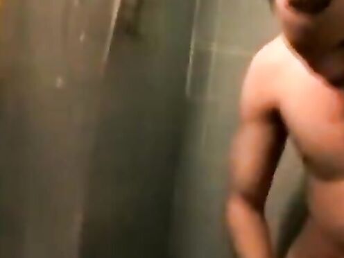 Passionate shaft stroking while taking a shower by cutie Jack Hammah