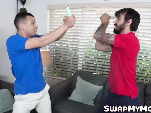 Stepmommies Crystal Rush & Kyla Keys seduce their stepsons after finding their sex t