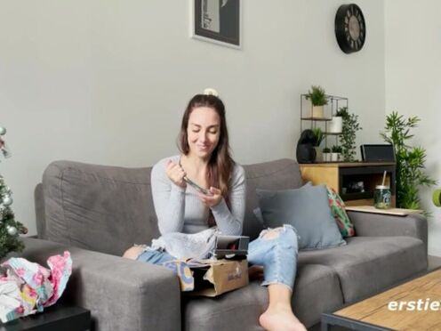 Ersties - Sexy Brunette Ana B Tries Out Her New Christmas Present