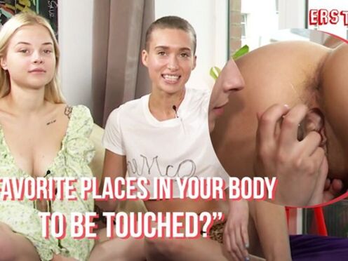 Ersties - Blonde Beautiful Babe Bianca Uses a Glass Dildo on Jade To Make Her Cum
