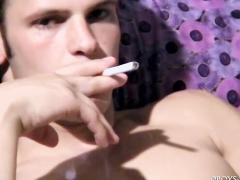 BoysSmoking: Chad sensually jerks his thrilled prick while smoking his ciggy