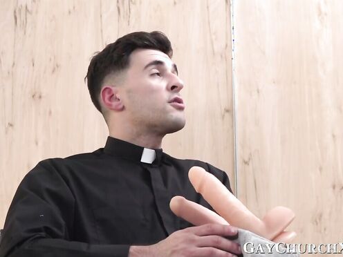 Intimate finger fucking inside the holy fathers office