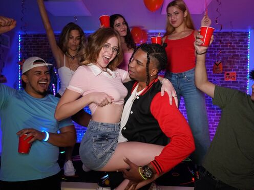 University Party Babe Lucy Foxx Pool Table Fuck with Kaby Snow