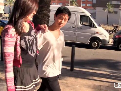 Asian Pornstar Fucks Spanish & Chinese Guys While Ginger Is Watching