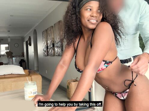 Booty African ebony amateur did great on her first casting