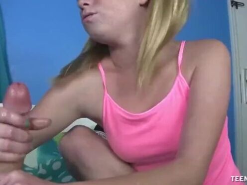 Seductive Blonde Gives POV Handjob