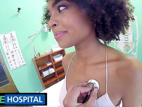 Brazilian Ebony College Girl's Sensual Check-up at Fake Hospital