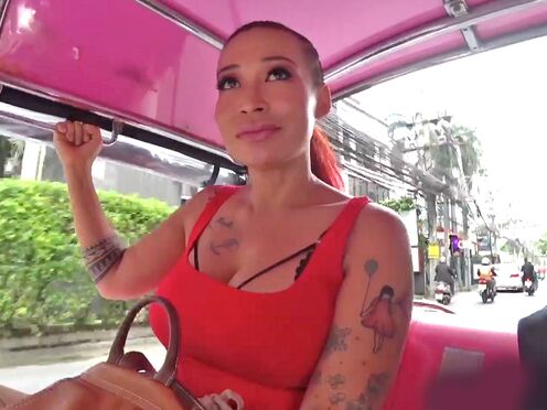 Horny big breasted Thai MILF picked up & hard fuck with beaver squirting