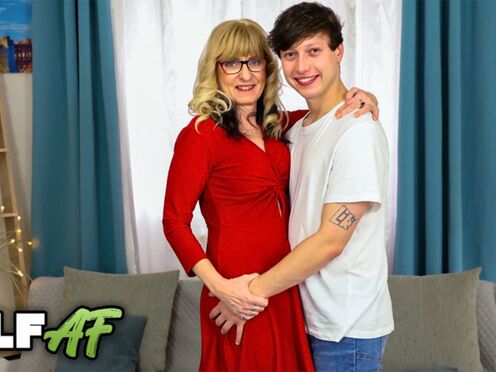 GilfAf- Ella Black Spreads Mature Cunt For Step-Grandson's Prick