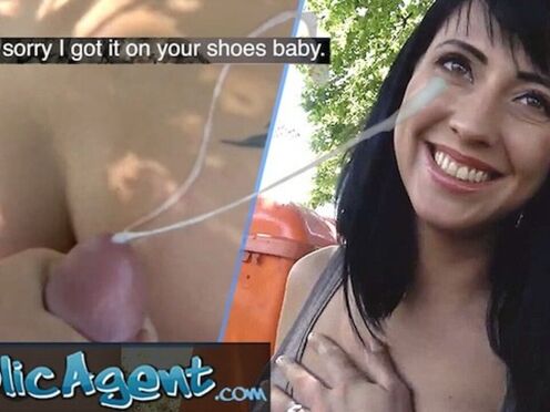 Cum on Brunette's Shoes