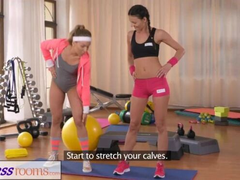 FitnessRooms Two Lesbian Gym partners workout & then make out