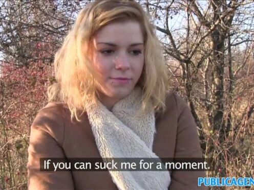 Lost Blonde Sucks Stranger's Dick for Cash