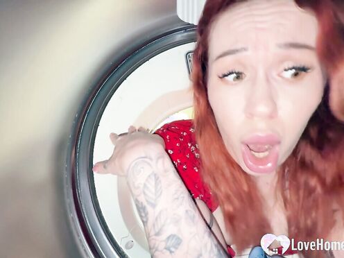 Horny Babe Trapped in Washer Takes My Fat Dick Deep