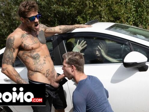 Car-Bent Bottom Gets Inked Hunk