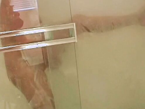 Mesmerizing blonde teen showering